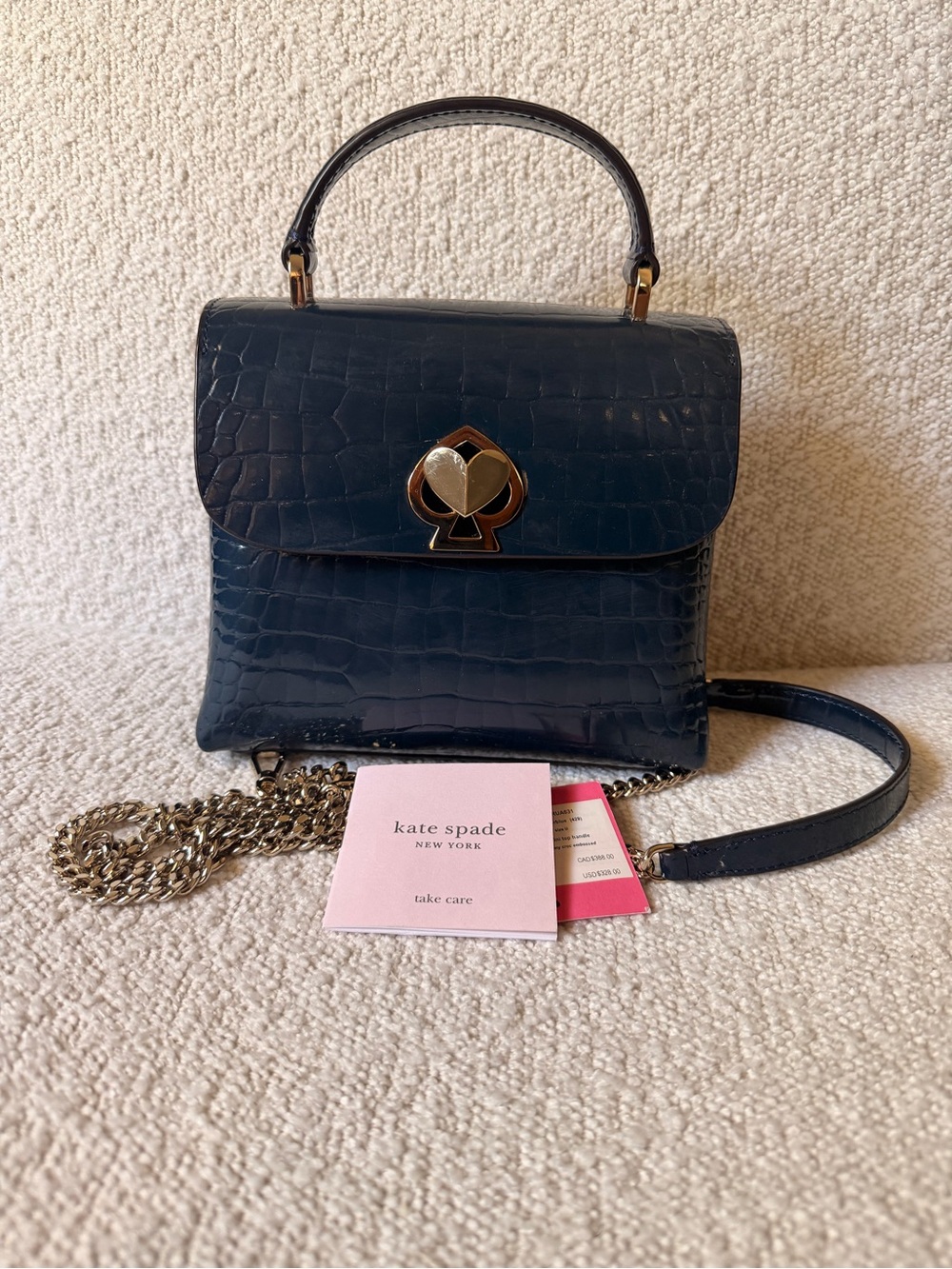 Kate Spade Romy Croc Embossed Mini Top Handle in Blazer Blue